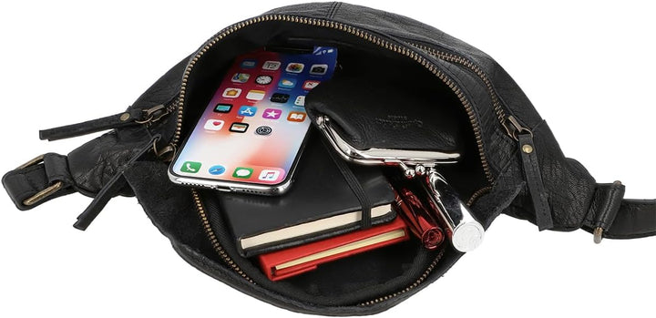 Gusti Gürteltasche Leder - Acton Damen und Herren Bauchtasche Festivaltasche Hüfttasche Vintage Lede