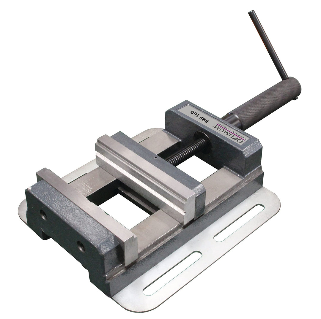 Optimum Maschinenschraubstock BMP 160 (Spannweite 145 mm, Backenhöhe 40 mm, mit Langlöcher, Trapezge