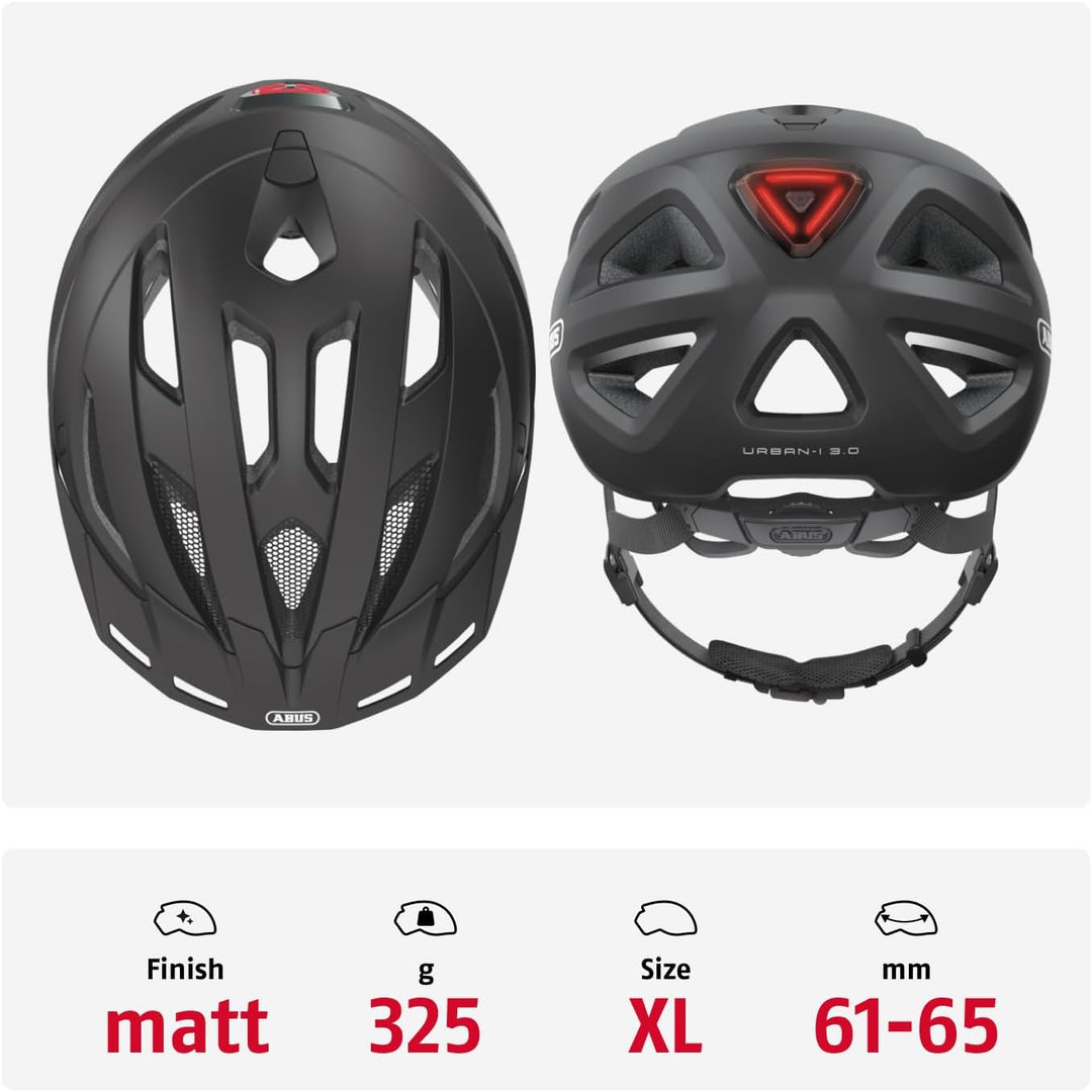 ABUS Stadthelm Urban-I 3.0 - Fahrradhelm mit Rücklicht, Schirm und Magnetverschluss - für Damen und