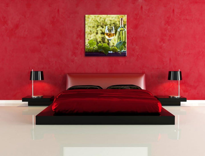Wein und Weintrauben, Format: 70x70 auf Leinwand, XXL riesige Bilder fertig gerahmt mit Keilrahmen,