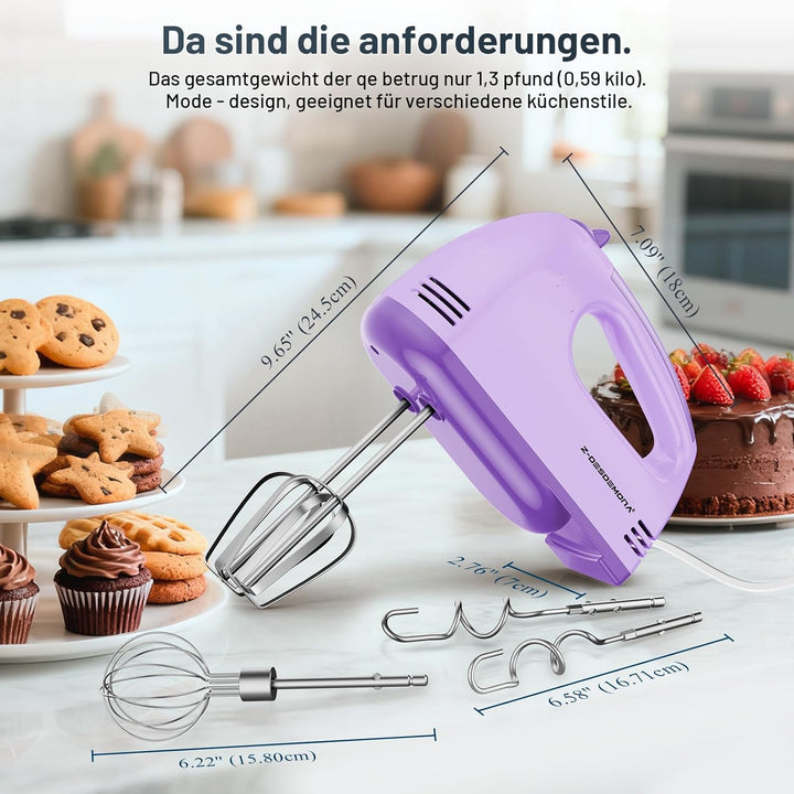 Elektrischer Handmixer, Kleine Lebensmittelmischer 7 Geschwindigkeiten Handmischer, 304 * (1 * Whisk