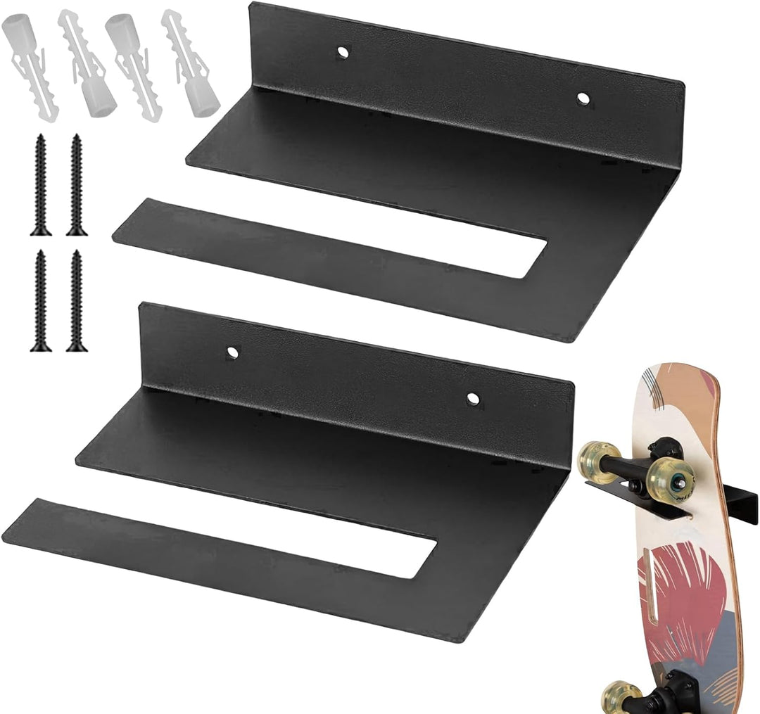 Generisch 2er-Pack Skateboard-Wandhalterung, Metall-Snowboard-Aufbewahrungshaken, Vertikaler Longboa