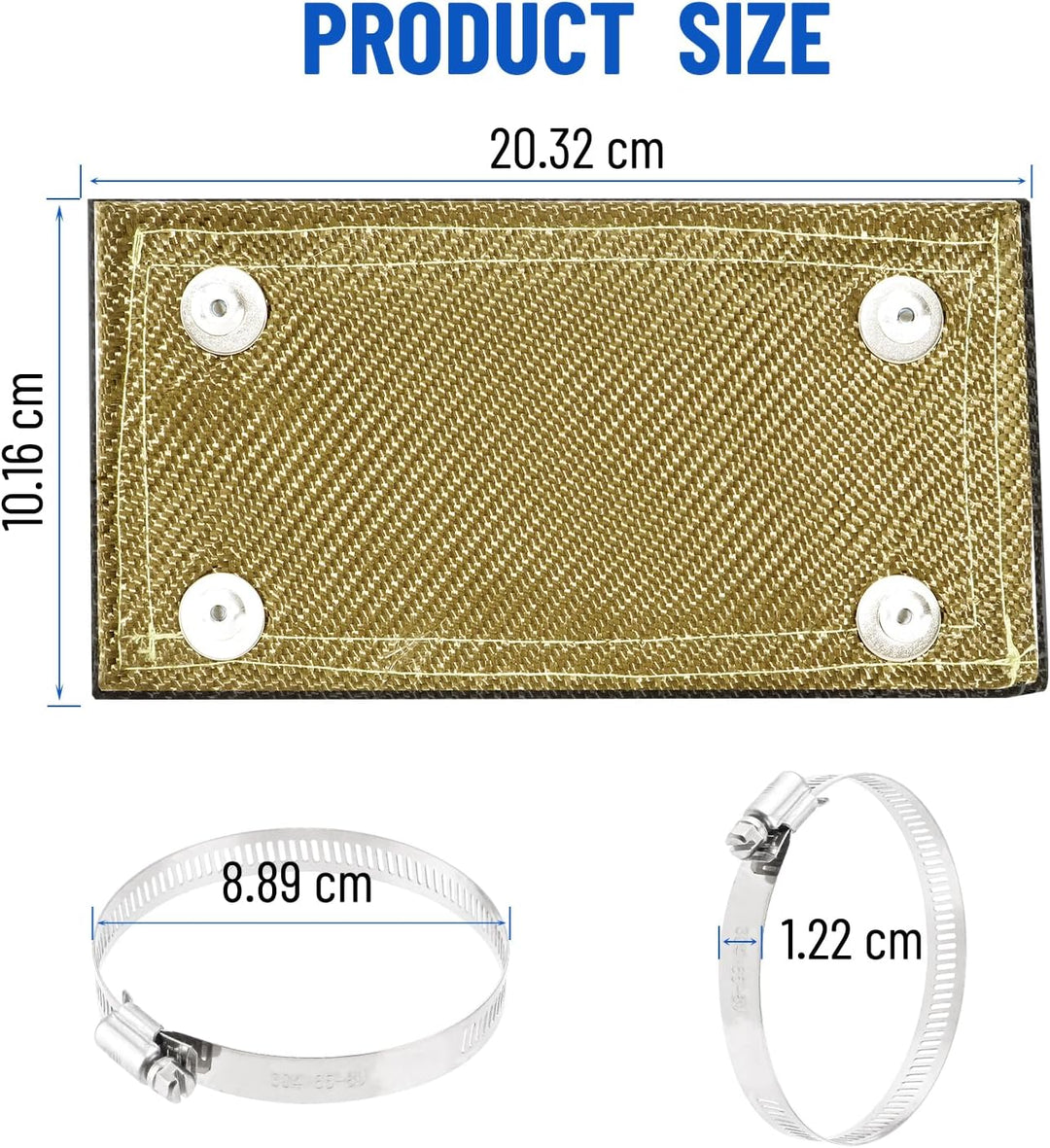 Hitzeschutzband Auspuff, Hitzeschutzmatte 20 x 10 cm Titanium Auspuffband Hitzeschild, mit Schlauchk