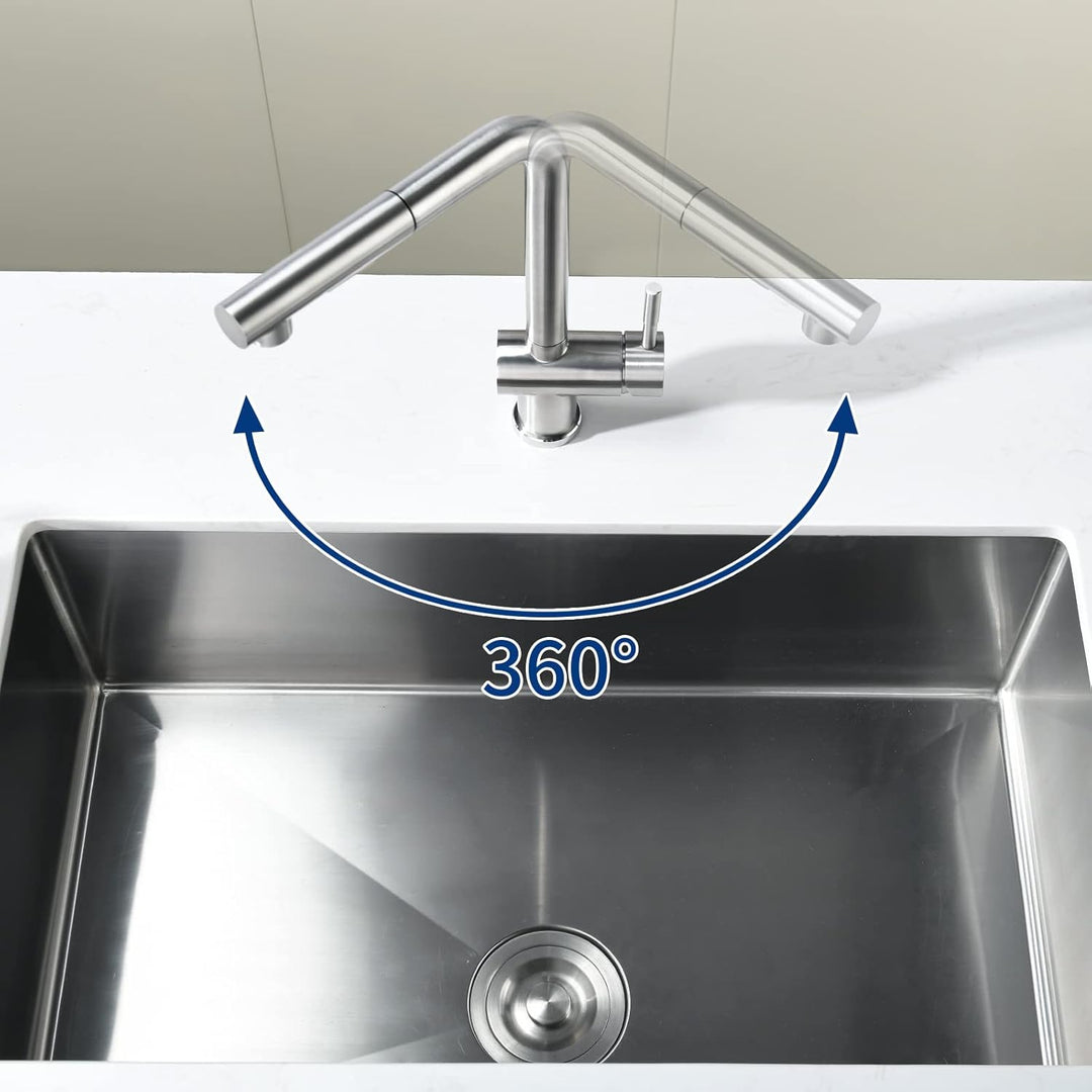 CECIPA Hochdruck Wasserhahn Küche Ausziehbar, Küchenarmatur mit Brause Zwei Strahlarten, Mischbatter