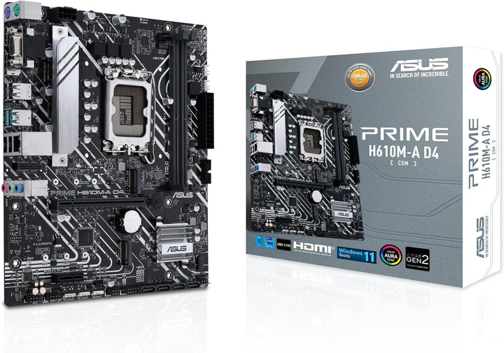 ASUS Prime H610M-A D4-CSM Business Mainboard Sockel Intel LGA 1700 (mATX, PCIe 4.0, 1Gb Ethernet, AS