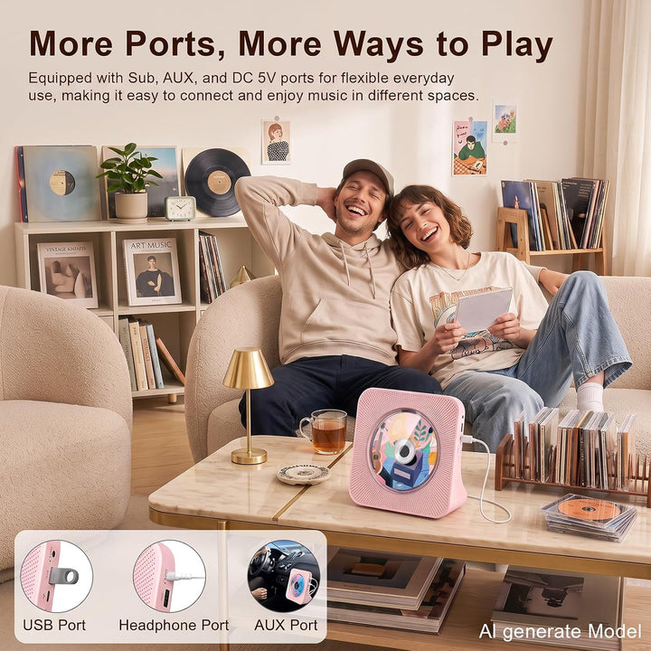 Gueray Tragbarer CD Player mit Bluetooth Desktop CD-Player für zu Hause Eingebaute Doppelte HiFi-Lau