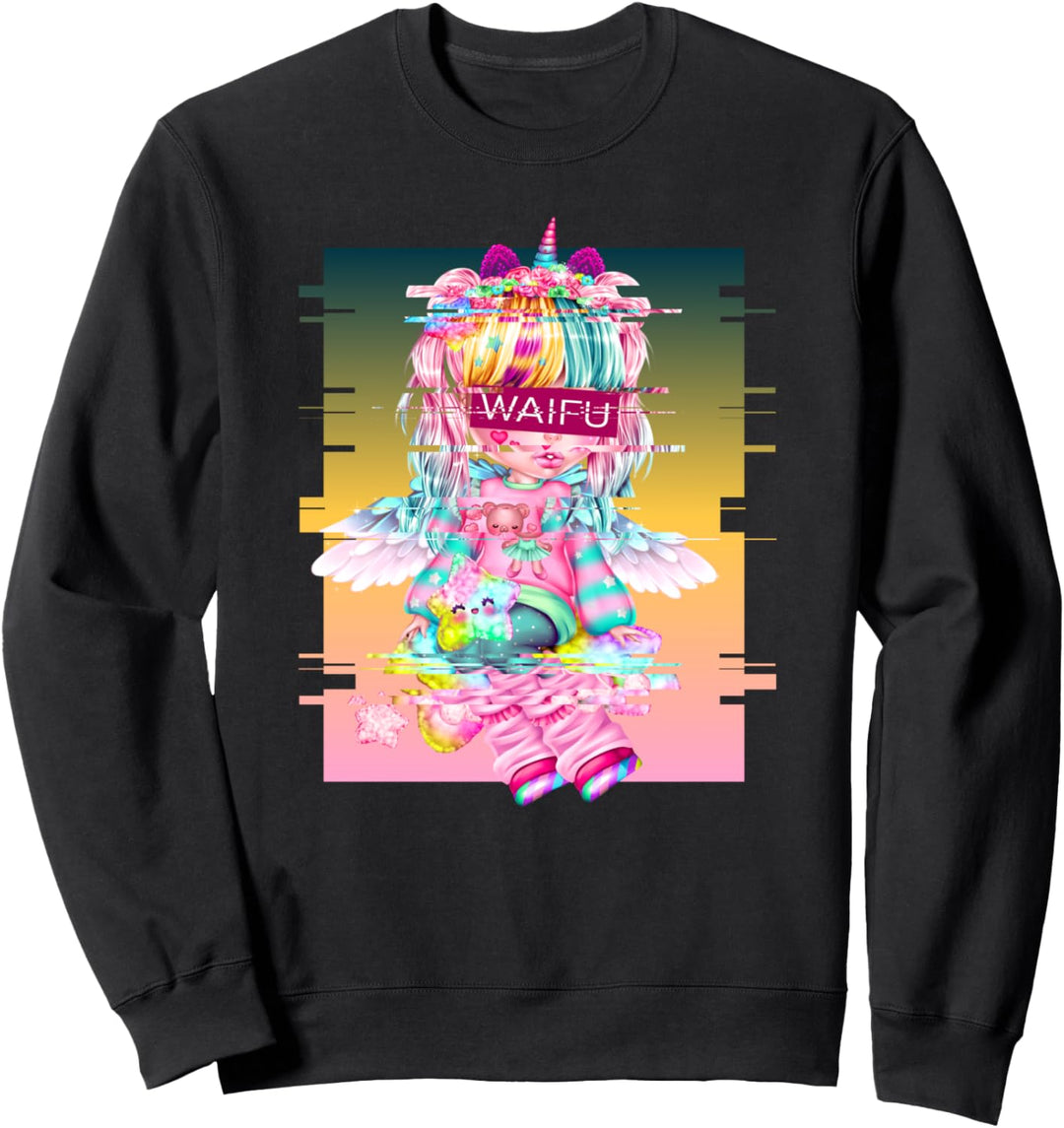 Waifu Anime Unicorn Girl - Japanische Ästhetik Vaporwave Sweatshirt