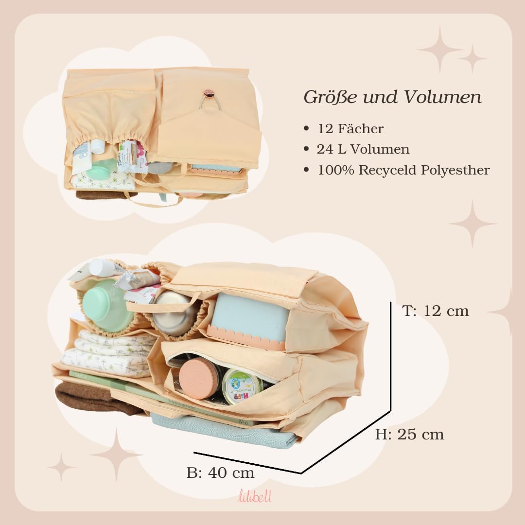 lilibell Wickeltasche Granda - Grosse Babytasche Taschenorganizer Innentasche Baginbag Inlett für di