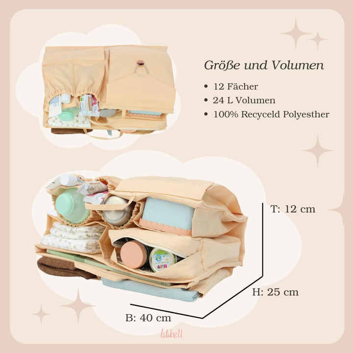 lilibell Wickeltasche Granda - Grosse Babytasche Taschenorganizer Innentasche Baginbag Inlett für di