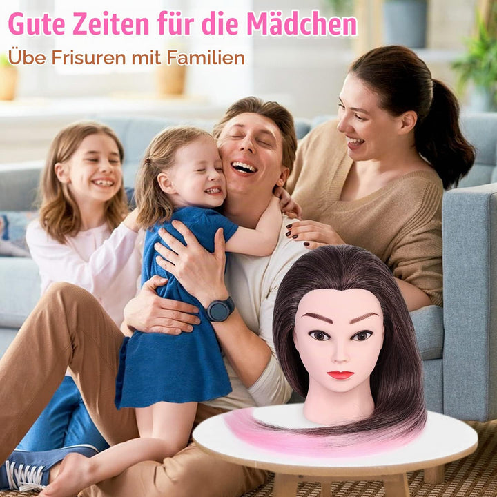 TopDirect Frisierkopf, 75 cm/ 29.5 Zoll Übungskopf Friseur, Frisurenkopf 100% von künstlichen Haare,