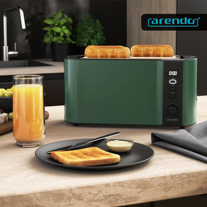 Arendo - Edelstahl Toaster Langschlitz 4 Scheiben - Defrost Funktion - wärmeisolierendes Gehäuse - m