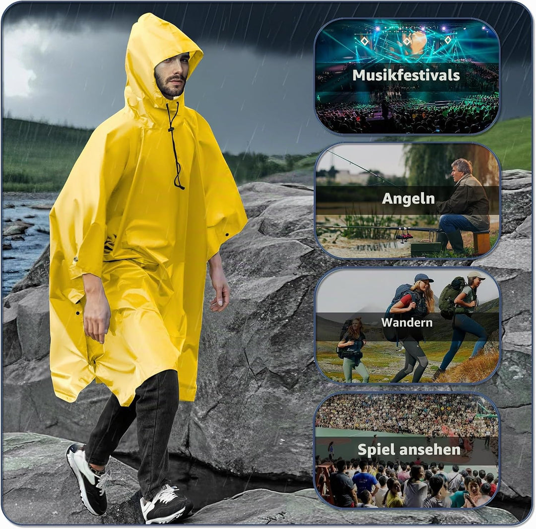 Regenponcho Wasserdicht Regencape mit Kapuze Multifunktionales Regenmantel Wiederverwendbar Regenkle