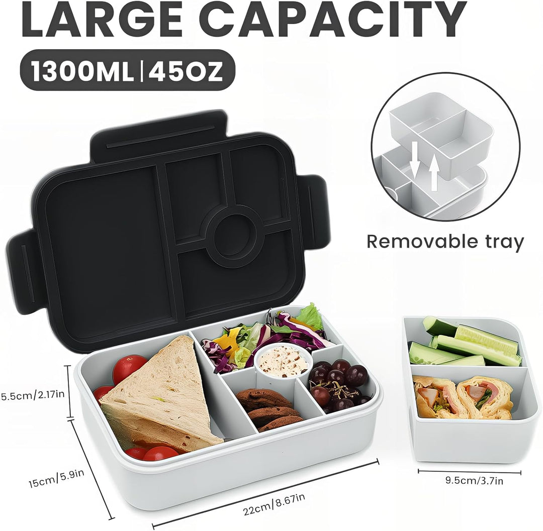 Bugucat Brotdose Kinder mit Fächern 1300ML,Lunchbox Kinder Auslaufsicher mit 5 Fächern,Bento Box Lun