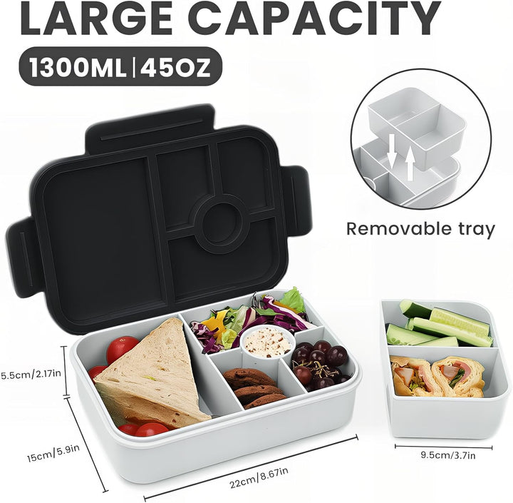 Bugucat Brotdose Kinder mit Fächern 1300ML,Lunchbox Kinder Auslaufsicher mit 5 Fächern,Bento Box Lun