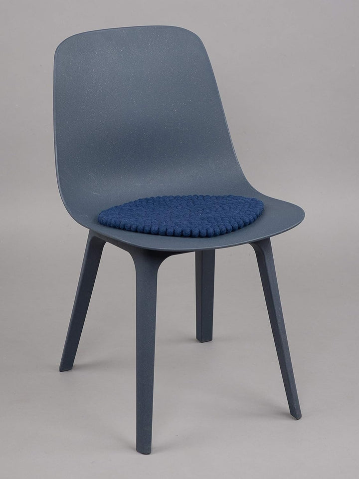 myfelt Filzkugel Sitzauflage Stuhlauflage - Alva - rund, Ø 36 cm, Dunkelblau, Dunkelblau