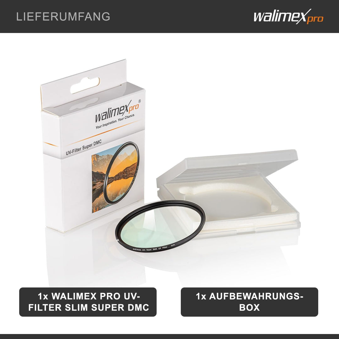 Walimex pro UV-Filter Slim Super DMC 62mm - besonders hochwertiger UV Filter Objektivfilter, Slim nu