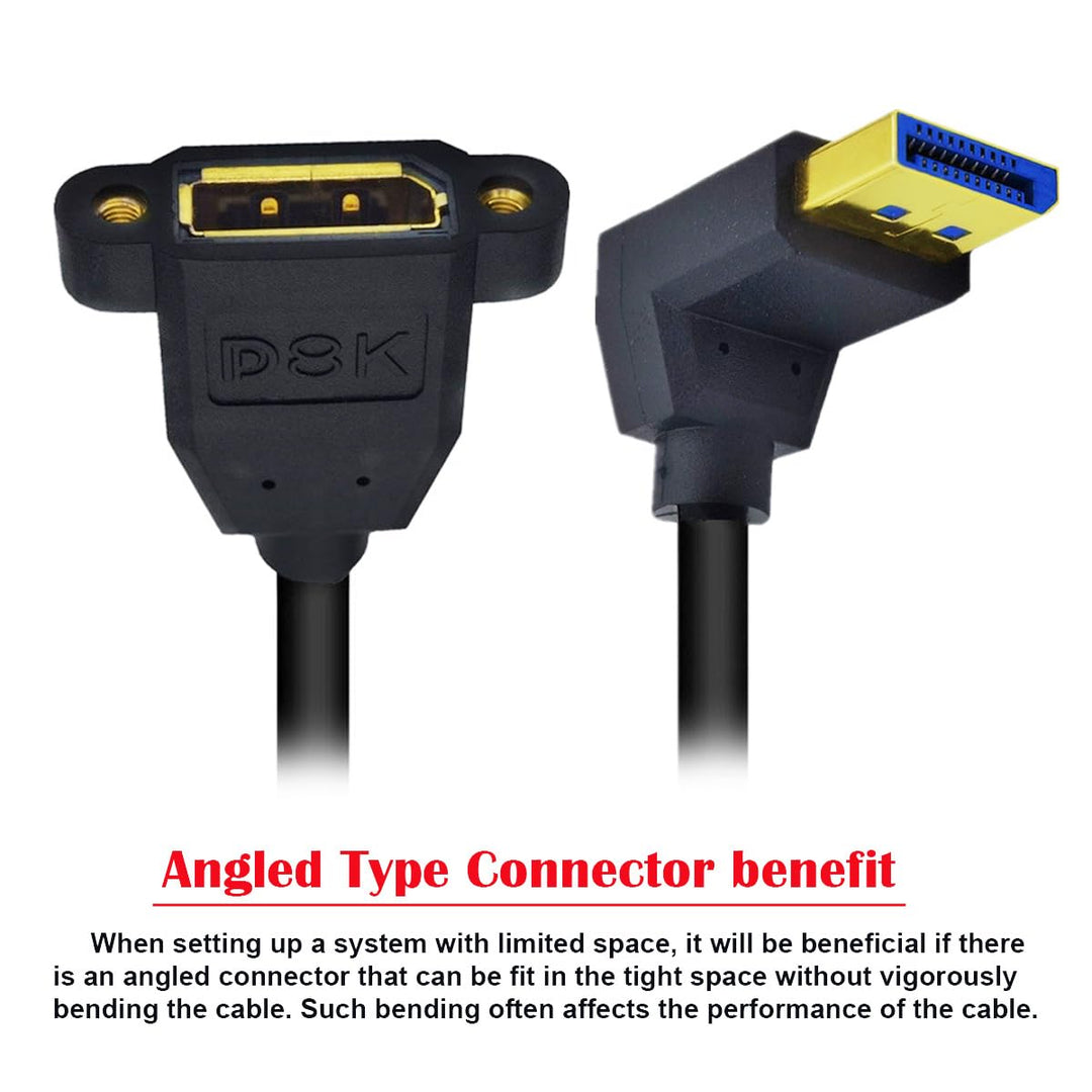 CY 4K DisplayPort Display Port Stecker auf Buchse, 90 Grad nach unten abgewinkeltes Verlängerungskab