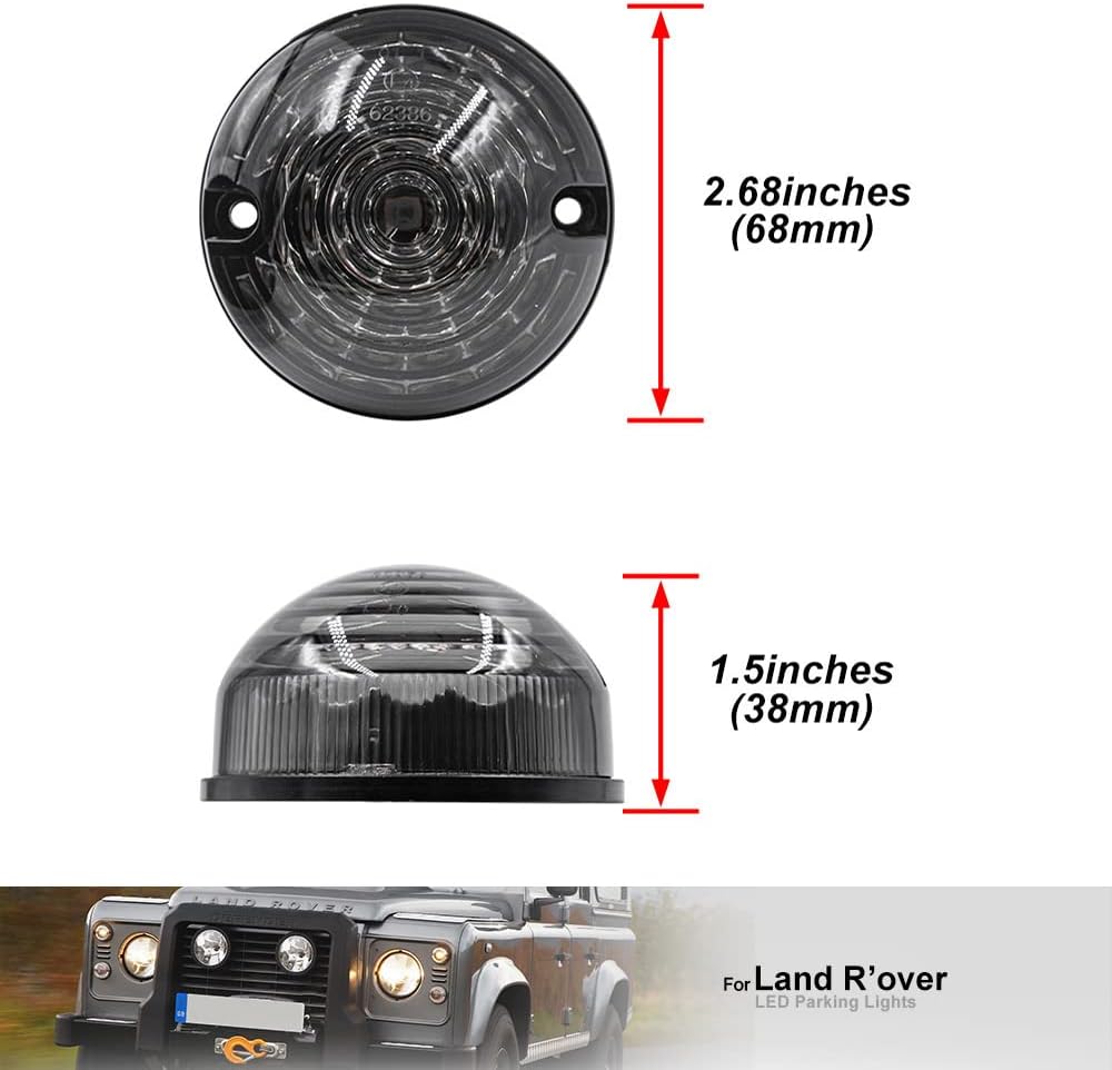 NSLUMO 8 Stueck 73mm Geräucherte Linse Defender LED Licht Units Bernstein Anzeigeseitenlicht Hintere