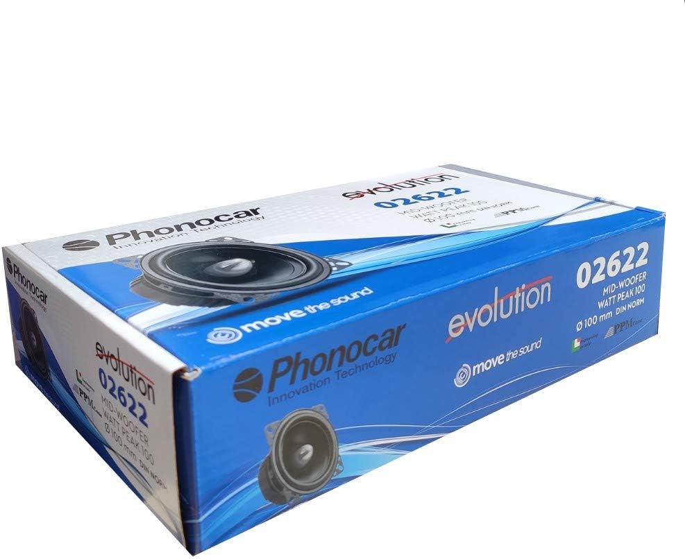 2 PHONOCAR 02622 mid bass woofer 10,00 cm 100 mm 4" 50 watt rms 100 watt max impedanz 4 ohm 92 db sp