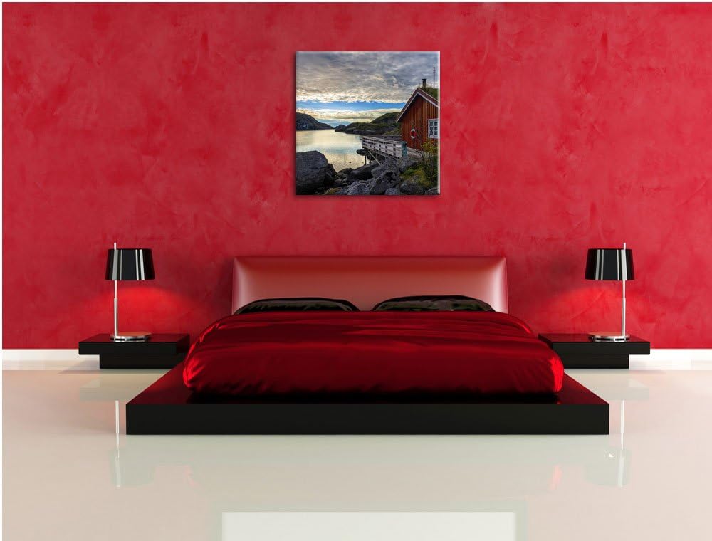 Pixxprint Sonnenaufgang am Fjord Norwegens als Leinwandbild/Grösse: 70x70 cm/Wandbild/Kunstdruck/fer