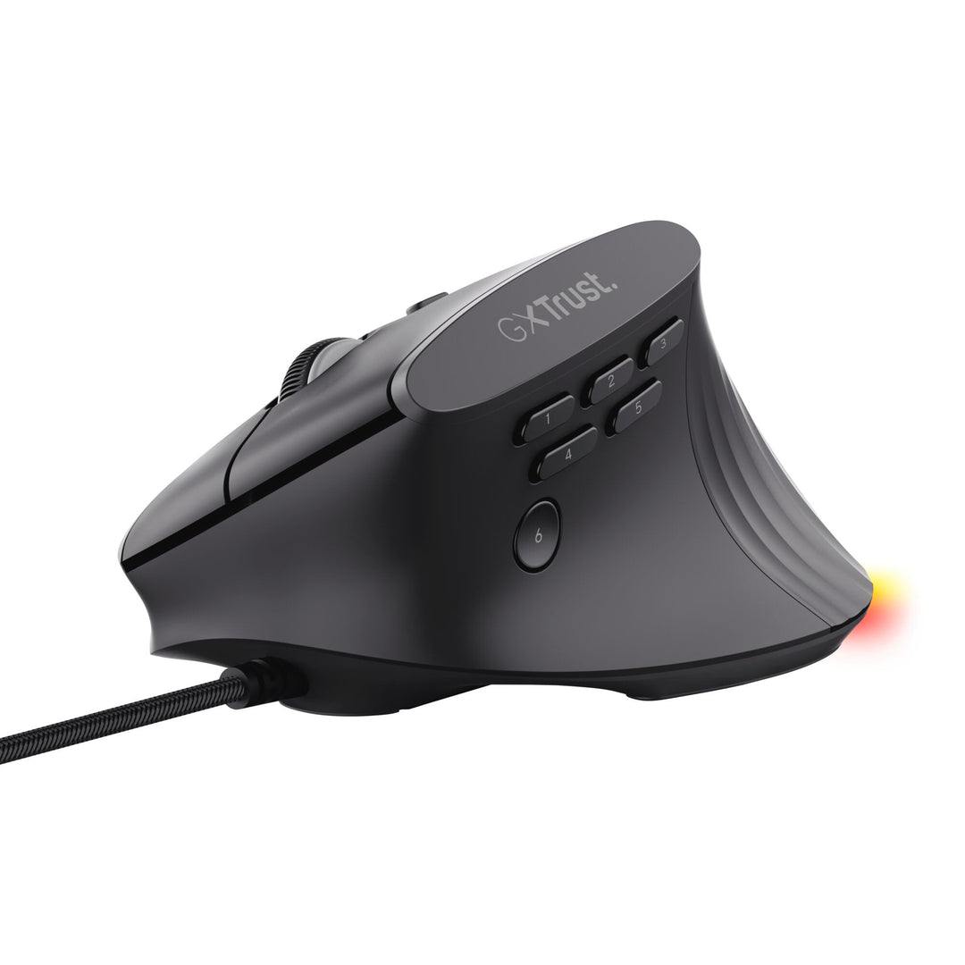GXTrust 145 Rexxa Vertikale Gaming Maus mit Programmierbaren Tasten, 12.8k DPI, Ergonomische Maus mi