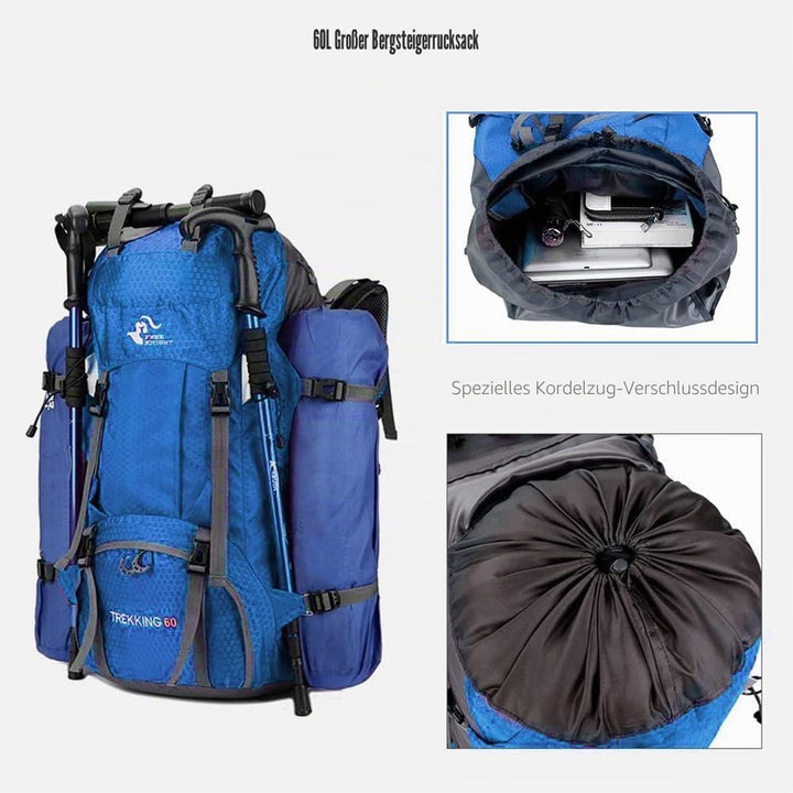 Bseash 60L Wasserdichter leichter Wanderrucksack mit Regenschutz, Outdoor Sport Tagesrucksack Multif