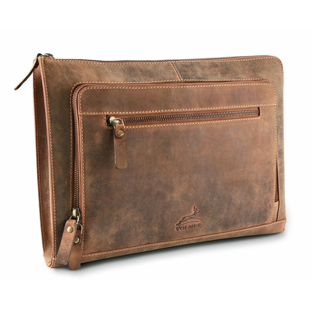 Fa.Volmer ® braune Laptop-Tasche aus echtem Büffel-Leder für MacBooks, Notebooks, Laptops und Tablet