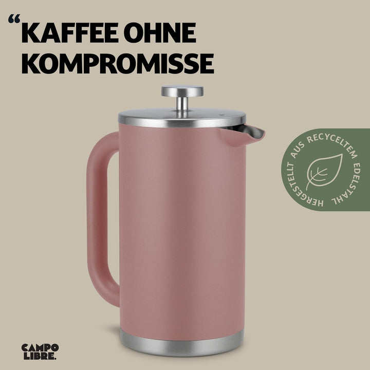 Campo Libre.® Giorgio. French Press I Kaffeebereiter aus doppelwandigem Edelstahl 1l I plastikfreie