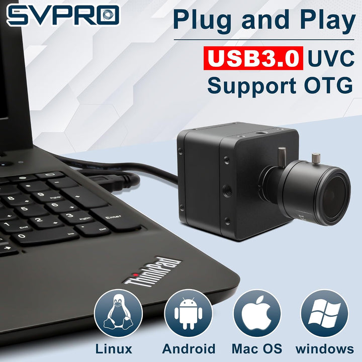 Svpro 5MP 60 fps USB 3.0 Global-Shutter-Kamera mit 2,8–12 mm manuellem Objektiv, 4-Fach optischer Zo