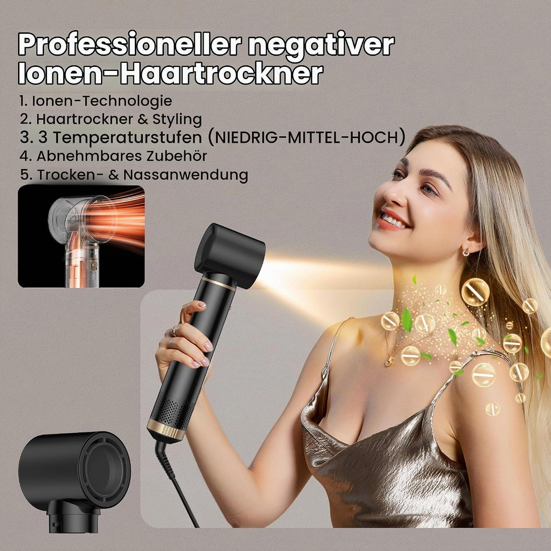 Hair Styler Set 5 in 1 Hairstyler 5 in 1 mit Rundbürstenföhn, Warmluftbürste, Föhnbürste, Haartrockn