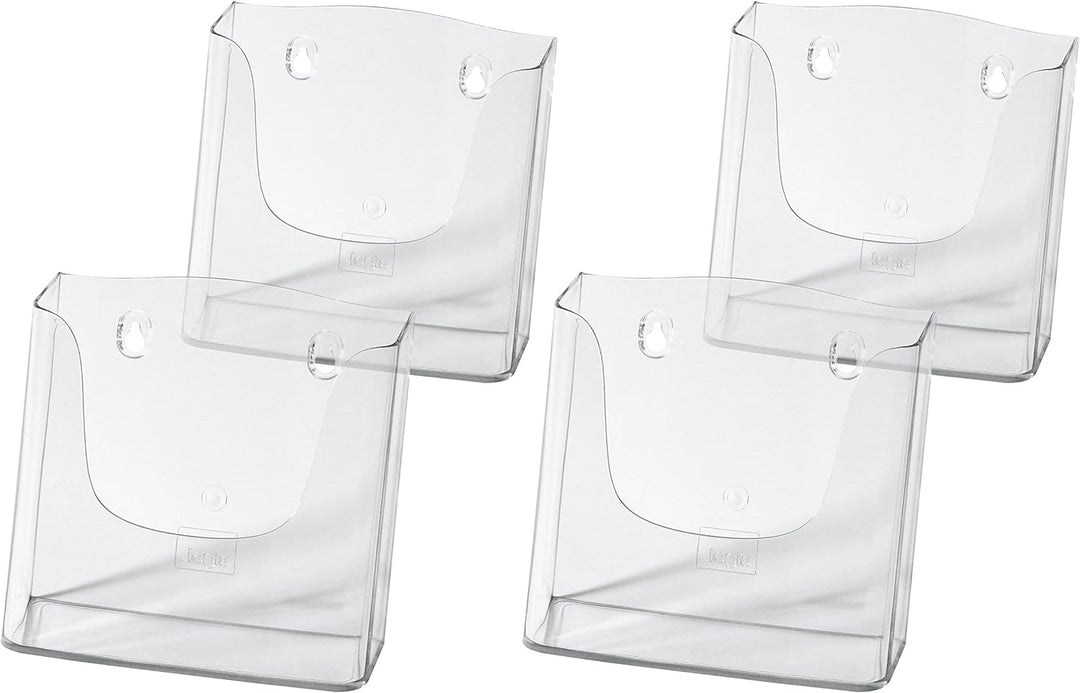 SIGEL LH116/4 Wand-Prospekthalter für DIN A5, aus Acryl, transparent, 4er Pack für DIN A5 4 Stück, f