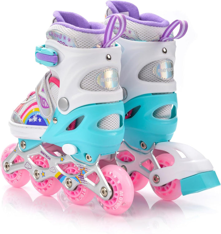 meteor® Inlineskates 4in1 Kinder Inliner Rollschuhe Roller Blades Quad Skates Carbon Kinder Inlinesk