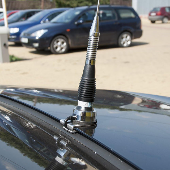 PNI ML160T941 Antenne CB von 145 cm Länge mit T941 Kabelhalter Silber/Schwarz