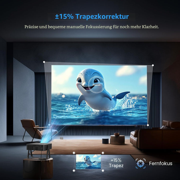 2026 Upgraded 4k Support Smart Mini Projector with WiFi and Bluetooth, 360° Rotation Stand, Auto Key