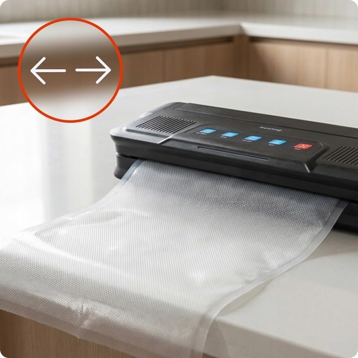 Vakuumiergerät 110W mit Folienspender &amp; integriertem Cutter, 32 cm Doppel-Schweissnaht, 6 Modi Dry/M