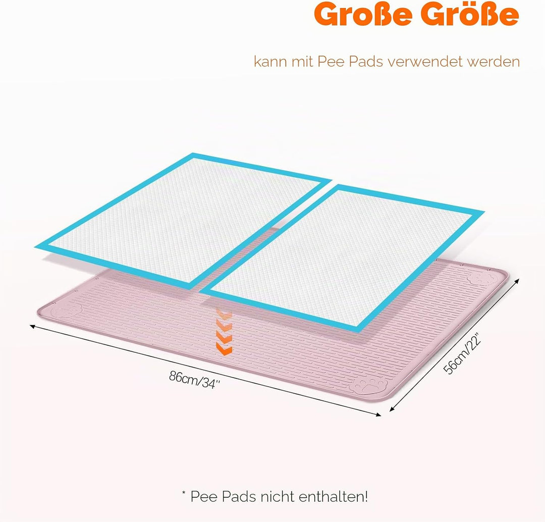 Hundetoilettenunterlagen, 86 x 56 cm grosse Wiederverwendbare Silikonmatte Hundetrainingspads, wasch