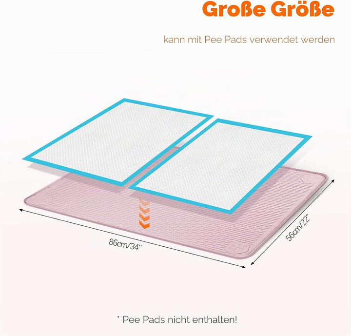Hundetoilettenunterlagen, 86 x 56 cm grosse Wiederverwendbare Silikonmatte Hundetrainingspads, wasch