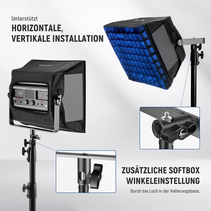 NEEWER verbesserter Softbox für RGB1200 LED Video Lichtpaneel, 14,6 x 13,6 Zoll, faltbar mit Gitter/