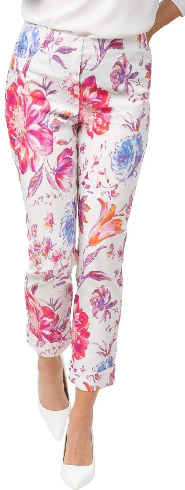 Stehmann, Igor-682 Sportive 6/8 Hose mit Allover Blumenprint, Aufschlag und Gesässtaschen. 42 Fuxia