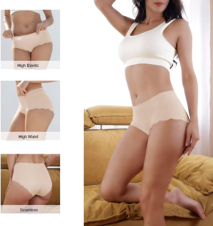 Unterhosen Damen,Nahtlos Slips Unterwäsche Frauen,Hohe Taille Panties,No Show Panties,Mehrpack 4Er P