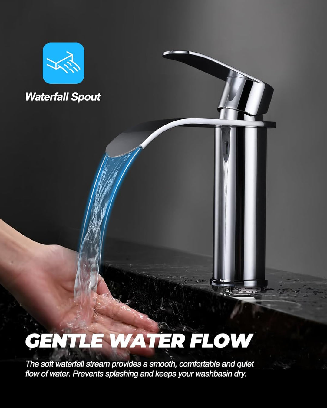 ARCORA Wasserhahn Bad, Hochdruck Waschtischarmatur wenig Lärm aus Edelstahl Einhandmischer Wasserfal