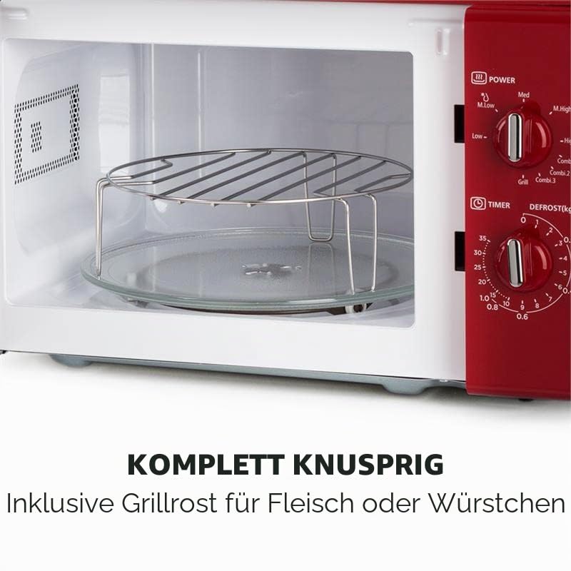 Klarstein Caroline Mikrowelle - Mikrowellen-Grill-Kombigerät, 2-in-1 Mikrowelle Grillfunktion, 20 Li