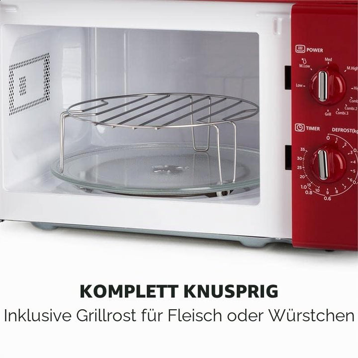 Klarstein Caroline Mikrowelle - Mikrowellen-Grill-Kombigerät, 2-in-1 Mikrowelle Grillfunktion, 20 Li