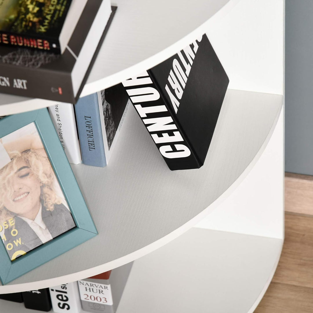 HOMCOM Eckregal Standregal Bücherregal Dekoregal Blumenregal Holzregal fächerförmig 4 Fächer Weiss 3