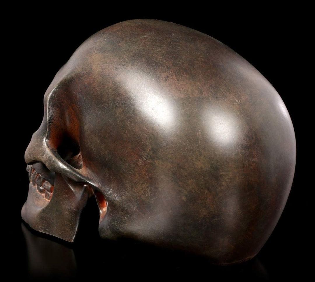 Figuren Shop GmbH Gothic-Totenkopf - rostfarben | Fantasy-Skull, handbemalt, H 13 cm