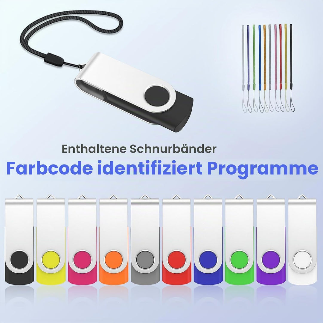 ABLAZE 20 Stück 128MB USB-Stick 10 Farben USB-Flash-Laufwerke Bulk USB 2.0 Memory Sticks (128MB, 20