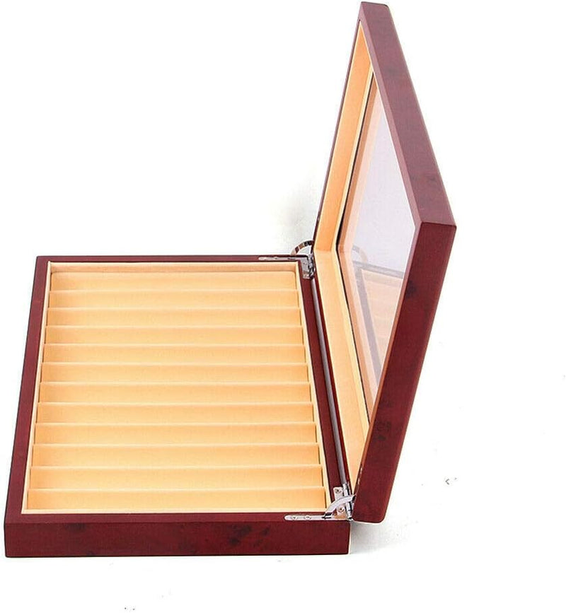 Futchoy Stiftebox aus Holz für 12 füller Stifte, Stifthalterbox mit Vitrine, Pen Display Organizer B