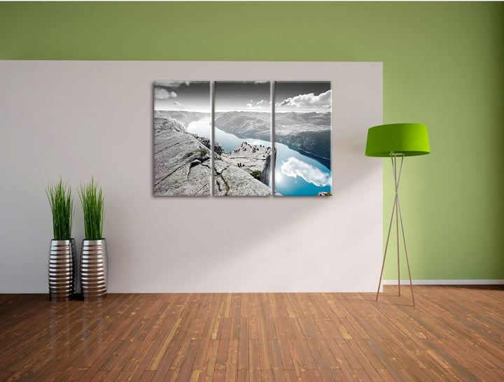 Pixxprint Küste in Norwegen als Leinwandbild/Grösse: 3 Teilig (120x80 cm) cm/Wandbild/Kunstdruck/fer