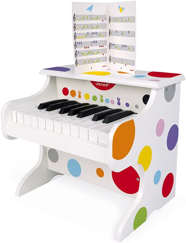 Janod - My First Confetti Elektronisches Holz-Klavier, Kinder-Musikinstrument, Spielzeugnachbildung
