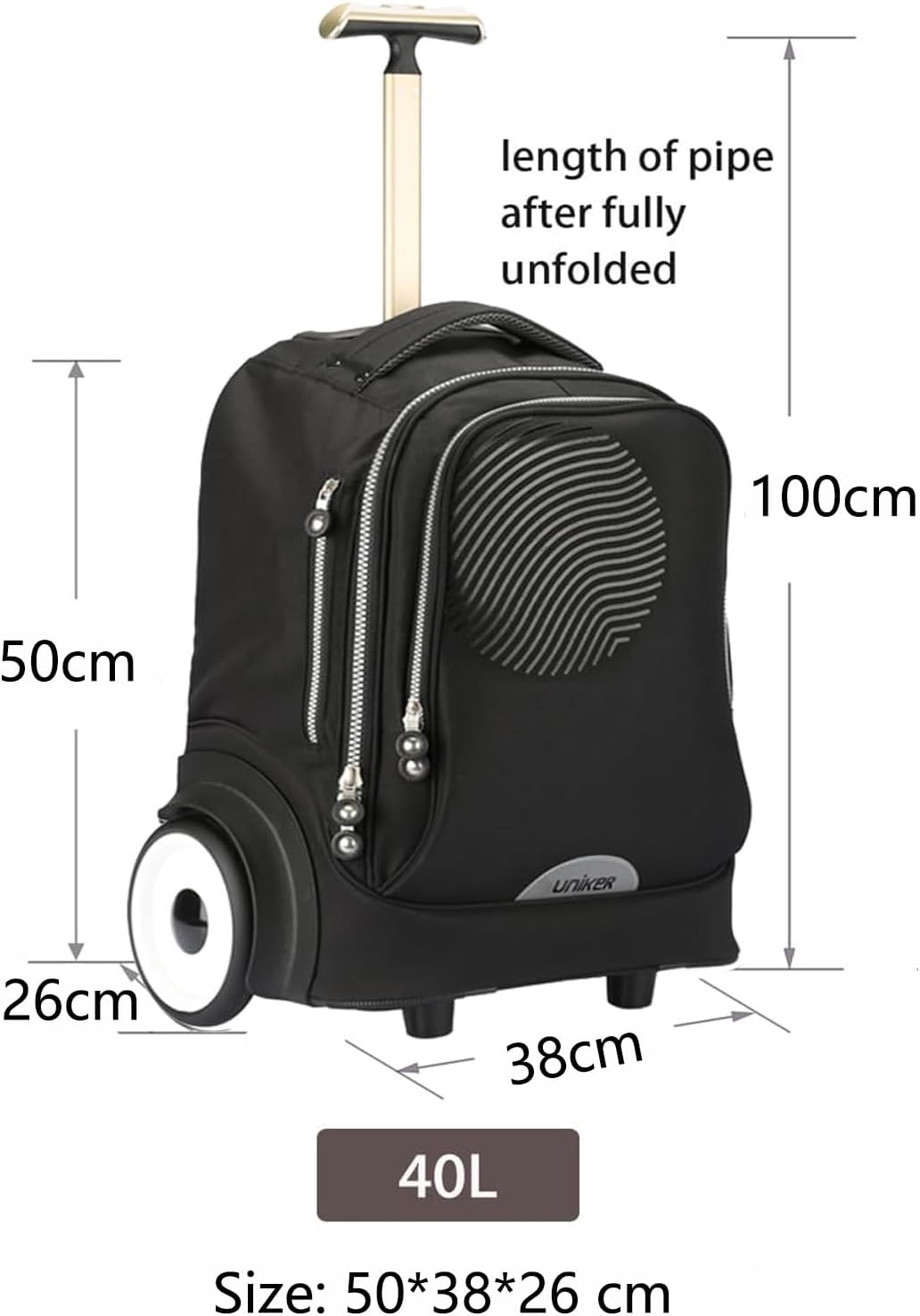 UNIKER Laptoptasche mit Rollen für 15,6 Zoll Laptops, Krankenschwestertasche auf Rädern, T5 (T5 - Fi